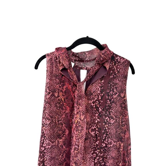 NWT London Times Burgundy Tie Neck Keyhole Shift Mini Dress Women's Size 10 - Picture 4 of 7